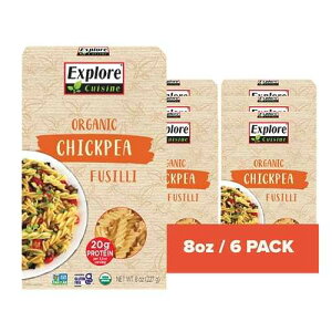 Explore Cuisine Organic Chickpea Fusilli - Pack of 6 (8 oz) - Easy-to-Make Gluten Free Chickpea Pasta - High in Plant Protein & Fiber - Non-GMO - 24 Total Servings