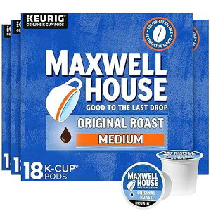 Maxwell House Original Roast Medium Roast K-Cup Coffee Pods 72 Total, Pack of 4 (18 in each pack)