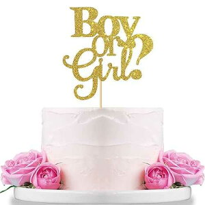 WeBenison Boy or Girl Cake Topper Boy and Girl Baby Shower Party Supplies Decor Gender Reveal Party Decoration Gold Glitter
