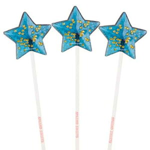 Sparko Sweets Sparkly Navy Star Lollipops, Blue Raspberry Flavor, 2 Diameter, 2 lbs, 24 Count, Handcrafted in the USA - Perfect for Parties, Baby Showers, and Events