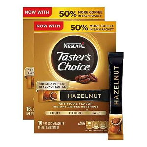 Nescafe�ATaster's Choice�A�C���X�^���g�R�[�q�[�����A�w�[�[���i�b�c�A16 �p�P�b�g�A�e 0.1 �I���X (3 g) - 2 �� Nescafe Nescafe, Taster's Choice, Instant Coffee Beverage, Hazelnut, 16 Packets, 0.1 oz (3 g) Each - 2pc