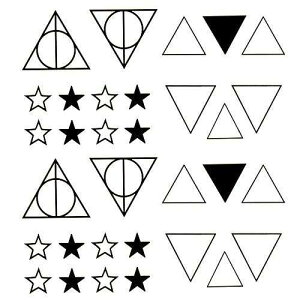 Ottati �����Ȃ��킢���ꎞ�I�ȃ^�g�D�[ �g���C�A���O�� �X�^�[ �W�I���g�� (2 ��) Oottati Small Cute Temporary Tattoo Triangle Star Geometry (2 Sheets)
