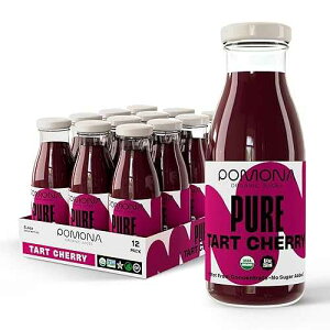 POMONA ORGANIC JUICES Pomona Organic Pure Tart Cherry Juice, Cold Pressed, Non-GMO, No Sugar Added, Not from Concentrate, Gluten Free, Kosher Certified, Preservative Free,8.4 Fl Oz (Pack of 12)