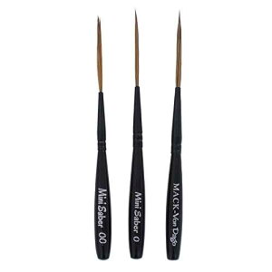 Andrew Mack Brush AMVD-MS-Set Von Dago Mini Saber Set of 3 Pinstriping Brushes Sizes 00-1