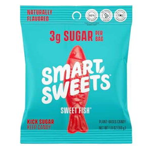 SmartSweets Sweet Fish, Low Sugar Gummy Candy (3g), Low Calorie (130), Gluten-Free -1.8oz (Pack of 12) Packaging may vary