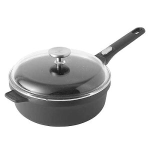 BergHOFF GEM Non-Stick Cast Aluminum Saute Pan 10 3.4 qt. Stay-Cool, Detachable Handle Glass Lid Ferno-Green, PFOA Free Coating Induction Cooktop Fast Heating Oven Safe