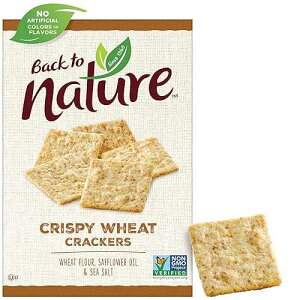 Back to Nature Crispy Wheat Crackers - Dairy Free, Non-GMO, Made with Wheat Flour & Sea Salt, Delicious & Quality Snacks, 8 Ounce (Pack of 6)