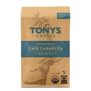 Tony's Coffee, Cafe Carmelita (12oz), Medium Roast Whole Bean Coffee, Organic and Fair Trade