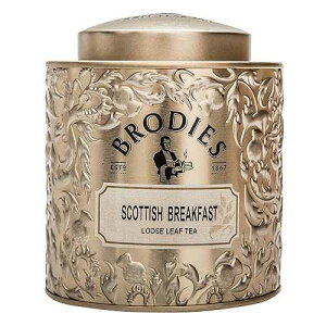 Brodies Estd 1867 Brodies Tea, Scottish Breakfast Tea, Loose Leaf Black Tea Caddy Gift Tin Imported from Scotland