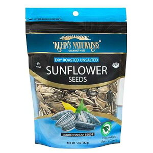 Unknown Kleins Natural's Dry Roasted Unsalted Sunflower Seeds, Israeli Sunflower Seeds, Unhulled Sunflower Seeds, Quick Healthy Snacks, 5-Ounce (Pack of 6)