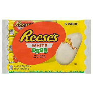 REESE'S White Creme Peanut Butter Eggs, Easter Candy Packs, 1.2 oz (6 Count)