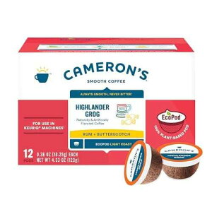Cameron's Coffee �V���O���T�[�u�|�b�h�A�t���[�o�[�t���A�n�C�����_�[ �O���b�O�A12 �� (6 �p�b�N) Cameron's Coffee Single Serve Pods, Light Roast, Flavored - Highlander Grog, 12 Count (Pack of 6)