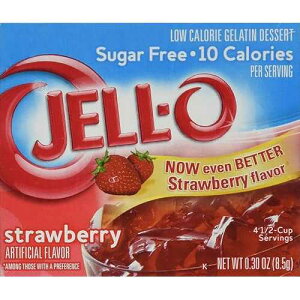 Jell-O �V���K�[�t���[ �X�g���x���[ �[���`���A0.30 �I���X�A4 �� Jell-O Sugar-Free Strawberry Gelatin, 0.30 Oz, 4 pk