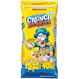 Cap'n Crunch �N�����`�x���[ �u���b�N�t�@�X�g�V���A���A���K�T�C�Y 40 �I���X �o�b�O Quaker Cap'n Crunch Crunch Berries Breakfast Cereal, Mega Size 40 oz. Bag