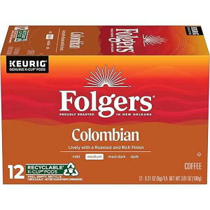 Folgers Morning Cafe Coffee�A�}�C���h���[�X�g�A�L���[���O�R�[�q�[���[�J�[�p K �J�b�v�|�b�h�A144 �� Folgers Colombian Medium Roast Coffee, 12 Keurig K-Cup Pods