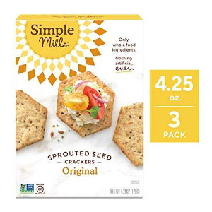 Simple Mills ����V�[�h�N���b�J�[�A�I���W�i���A4.25 �I���X�A3 ���� (�p�b�P�[�W�͈قȂ�ꍇ������܂�) Simple Mills Sprouted Seed Crackers, Original, 4.25 oz, 3 count (PACKAGING MAY VARY)