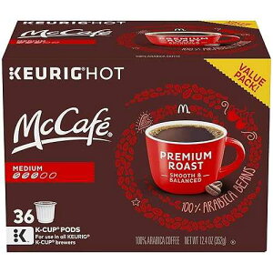McCafe �v���~�A�� ���[�X�g�A�L���[���O �V���O���T�[�u K �J�b�v �|�b�h�A�~�f�B�A�� ���[�X�g �R�[�q�[ �|�b�h�A36 �� McCafe McCafe Premium Roast, Keurig Single Serve K-Cup Pods, Medium Roast Coffee Pods, 36 Count