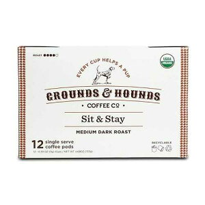 GROUNDS AND HOUNDS COFFEE CO. Grounds & Hounds Single Serve Organic Coffee Pods - K Cup Coffee Pods, Medium Roast Coffee K Cups, Recyclable Coffee Pods, Sit & Stay Blend, 12 Count