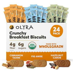 Olyra Organic Breakfast Biscuits - Variety Pack - Healthy Snacks for Adults - Office Snacks - Healthy Cookies - High Fiber Snack - Natural Energy Breakfast Biscuit 24 Packs