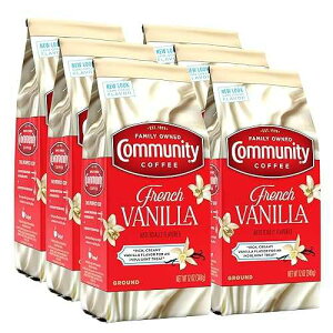 Community Coffee �t�����`�o�j�������̔҂����R�[�q�[�A12�I���X (6�p�b�N) Community Coffee French Vanilla Flavored 72 Ounces, Medium Roast Ground Coffee, 12 Ounce Bag (Pack of 6)
