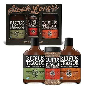 Rufus Teague Steak Lovers Kit - 2 Premium Steak Sauces & 1 Dry Rub, BBQ Gift Set with Original & Spicy Sauces, Gluten-Free, Cooking Gift Made in USA