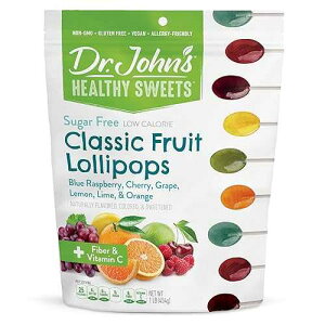Dr. John's Healthy Sweets �V���K�[�t���[ �N���V�b�N �t���[�c �I�[�o�� �����|�b�v (60 �J�E���g�A1 �|���h) Dr. John's Healthy Sweets Dr. John's Sugar Free Candy, Healthy Lollipops with Zero Sugar, Low Calorie Snacks, Ket