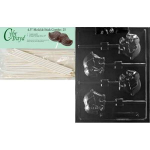 Cybrtrayd 45St25-A142 �G���t�@���g �����[ �A�j�}�� �`���R���[�g �L�����f�B�^ 4.5 �C���` �����|�b�v �X�e�B�b�N 25 �{�t�� Cybrtrayd 45St25-A142 Elephant Lolly Animal Chocolate Candy Mold with 25 4.5-Inch Lollipop Stic