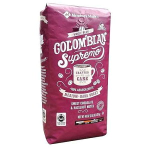 �����o�[�Y�}�[�N �S���R�����r�A �X�v���� �R�[�q�[ 2.5 �|���h Member's Mark Whole Bean Colombian Supremo Coffee 2.5 Pound