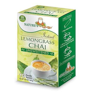 Nature's Guru Instant Lemongrass Chai Tea Drink Mix Unsweetened 10 Count Single Serve On-the-Go Drink Packets