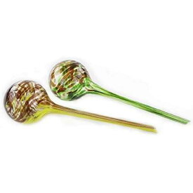 アクア水まきグローブ/ガーデニング用水ツール - 色釉グリーン/イエローカラー 2 個パック IcyDeals Aqua Watering Globes/Gardening Water Tool - 2 Pack of Colored Glazed Green/Yellow Colors