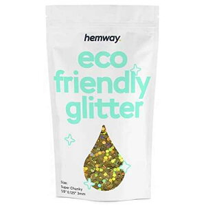 Hemway Eco Friendly Biodegradable Glitter 100g / 3.5oz Bio Cosmetic Safe Sparkle Vegan for Face, Eyeshadow, Body, Hair, Nail and Festival Makeup - Super Chunky (1/8 0.125 3mm) - Gold Holographic