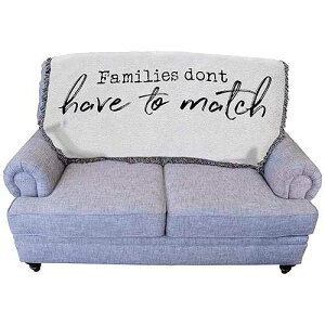 Pure Country Weavers Families Don't Have to Match Blanket - Adoption Blended Tapestry Throw for Back of Couch or Sofa Woven from Cotton - Made in The USA (61x36)