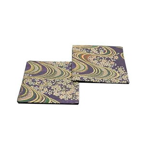 �_�哰 �����R�[�X�^�[ ���{�̓`���D�� ���E 2���Z�b�g(����:��) SHINSENDO Kimono Coasters Japanese Traditional Fabrics Kinran Set of 2 (Pattern Name: stream)
