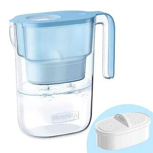 Waterdrop Water Filter Pitcher with 1 Filter, 5X Times Lifetime, Lasts 200 Gallons, for Fridge, Countertop and Gift, Reduces PFOA/PFOS, Chlorine, 7-Cup Capacity, Elfin, Blue