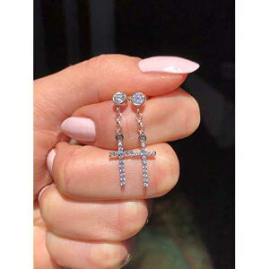 CZ �_�C�������h������������X�^�[�����O �V���o�[�̃_���O�� �N���X �C�������O LeSilveStone Dangle cross earrings in Sterling Silver with CZ diamonds