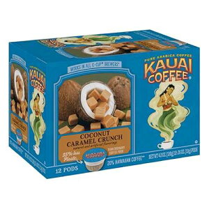 12 Count (Pack of 6), Coconut Caramel Crunch, Kauai Coffee Coconut Caramel Crunch Medium Roast- Compatible with Keurig Pods K-Cup Brewers (6 Packs of 12 Single-Serve Cups)