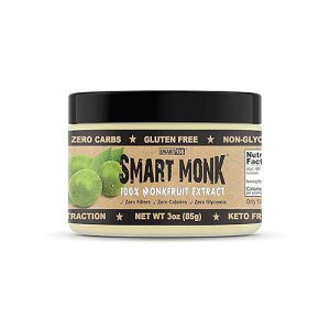 Smart Monk - 100% Monkfruit Extract, Non-Glycemic, Zero Calorie, Sugar-Free Monk Fruit Sweetener (3oz / 85g) Smart138 Smart Monk - 100% Monkfruit Extract, Non-Glycemic, Zero Calorie, Sugar-Free Monk Fruit Sweetener