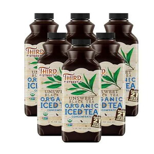 Third Street Chai Organic Unsweet Black Tea Concentrate 6-Pack, 32 Fl. Oz., Premium, Rich and Smooth Taste, Beverage Concentrate 7:1, Vegan, Gluten Free, Kosher, Non-GMO.