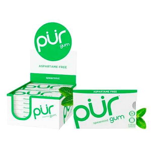 PUR Gum / Aspartame Free Chewing Gum / 100% Xylitol / Natural Spearmint Flavored Gum, 9 Pieces (Pack of 12)