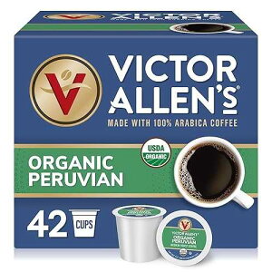 Victor Allen's Coffee Organic Peruvian, Medium Roast, 42 Count, Single Serve Coffee Pods for Keurig K-Cup Brewers