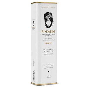 P.J. KABOS 2024/25 Harvest, High Phenolic (450+mg/kg), Premium Greek Extra Virgin Olive Oil, Kosher, Greece, Cold Extracted, 16.9 oz Tin, Koroneiki, Family Reserve - Medium