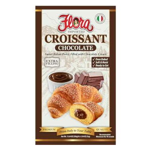 Flora Chocolate Croissants Authentic Italian Pastry with Chocolate Cream Filling / Soft, Oven-Baked & Ready to Eat / Imported from Italy (Pack of 6) Flora Fine Foods Flora Chocolate Croissants Authentic Italian Pastry