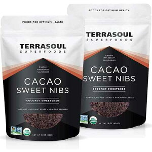 Terrasoul Superfoods Organic Sweet Cacao Nibs, 2 Lbs (2 Pack) - Coconut Sugar Sweetened / Antioxidants / Magnesium