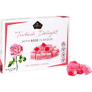 Cerez Pazari Turkish Delight with Rose Flavour 230gr Gourmet Small Size Snacks Gift Box / No Nuts Sweet Traditional Vegan Soft Candy Dessert Approx 40 Pcs Cerez Pazar? Cerez Pazari Turkish Delight with Rose Flavour 230