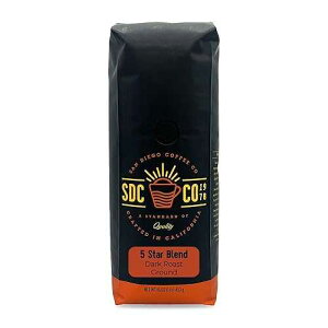 San Diego Coffee 5 Star Blend, Dark Roast, Ground Coffee, 16-Ounce Bag Caf molido tostado