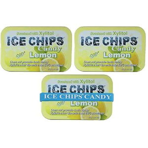 ICE CHIPS Xylitol Candy Tins 5.28 oz total (Lemon, 3 Pack) - Includes BAND as shown