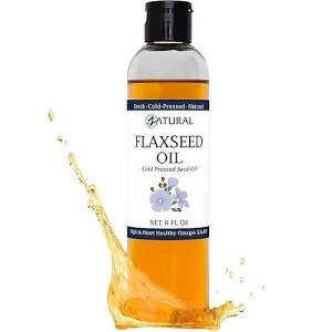 Zatural Cold Pressed Flaxseed Oil 100% Pure Non-GMO Liquid Flax Seed Oil, Vegan Omega-3 ALA Rich, Perfect for Salads, Smoothies, Baking, Skincare & Hair (8 fl oz Bottle)
