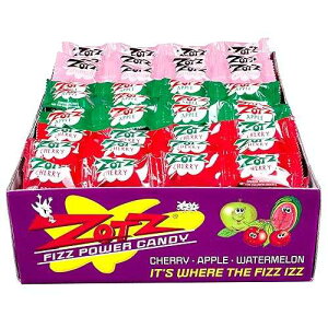 Zotz Fizzy Old Fashioned Hard Candy Assorted Fruit Flavored, Cherry, Apple, Watermelon Individually Wrapped. Filled With A Fizzy Center, From Italy Since 1970 (48 Strings, Total 192 Units)