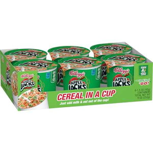 Kellogg's Apple Jacks Cold Breakfast Cereal Cups, 8 Vitamins and Minerals, Kids Snacks, Original (12 Cups) Kellogg s Apple Jacks Cold Breakfast Cereal Cups, 8 Vitamins and Minerals, Kids Snacks, Original (12 Cups
