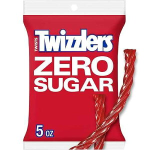 TWIZZLERS �V���K�[�t���[ �X�g���x���[�c�C�X�g (5�I���X�o�b�O) TWIZZLERS Zero Sugar Twists Strawberry Flavored Licorice Style, Candy Bag, 5 oz